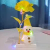 LED Złota Folia Platerowana Róża Z Niedźwiedziem Snowman Luminous Rose Flower Shock Light Golden Rose Ślub Walentynki Boże Narodzenie Prezent GGA3770-1