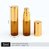 100 Pcs/Lot 5 ml Ambre Verre Pulvérisation Bouteille Bouchon En Aluminium Atomiseur Parfum Bouteille Rechargeable Échantillon Bouteilles