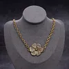 Luxury Designer Jewelry Women Necklace flower Pendant Necklaces with color diamonds Brass retro gold bracelets chains hot fashion jewelry