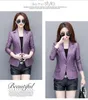 Autumn New Women's tänd krage smal midja lång ärm pu läder blazer kort kappa plus storlek smlxlxxl3xl4xl5xl stor storlek casacos