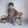 Costume de nourrisson Waffle Coton confortable coton doux bébé garçon rober à manches longues pour filles à sauts décontractés vêtements avec chapeau 211229
