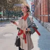 [EWQ] Autunno nuova manica lunga donna giacca a vento cuciture contrasto colore risvolto moda doppio petto soprabito donna 16Q19 201028
