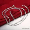 8 Storlekar Tillgängliga Real 925 Sterling Silver 4mm Figaro Chain Necklace Womens Mens Kids 40 45 50 60 75cm smycken Kolye Collares254d