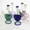 Heart Shape Glass Dab Rigs Hookahs Bong Recycler Water Pipe 14mm Joint Bongs with Heady Bowl