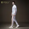 Pinli Spring Discount Clearance Slim Mock-neck Sportswear Color Stripes Cotton Casual Men Jacket Sweater Coat 201127