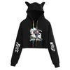 Hoodie Wholesale Juice Wrld Hot Hand Cat Ears Exposed Navel Hooded Pullover Women's Fashion Sweater