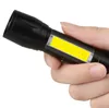 Przenośna COB LED LED LASHLIGHT ACAMARATAME LASHTlights Zoomable Torch Handy Potężna super jasna lampa z wbudowanym kablem USB baterii