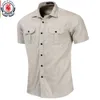 Fredd Marshall nova camisa militar masculina Men Shirve Shirt camisas de carga 100% algodão Casual Casual Solid Male Pocket Work Cirtle LJ200925