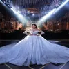 Arab Dubai Ball Gown Abiti da sposa con maniche lunghe Bling Paillettes Perline di cristallo Abiti da sposa Sheer Custom Made Vestidos De Novia