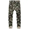 Slim Fit Camo Men Jeans Army Green Camuflage chude jeansowe dżinsowe dżinsowe dżinsy streetwearu dla mężczyzn calca Masculina1553 201128