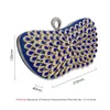 Design Metallic Blue Diamonds Beaded Flower handbags Girls Elegant Wedding s Evening Bags Ladies Day Clutches Party Bag Y201224