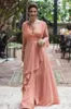 Elegant Chiffon V Neck Mother of the Bride Dresses Long Sleeves Ruffles Ladies Formal Evening Gowns Custom Made