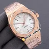 New 45mm 15400 15400ST A2813 Automatic Mens Watch Green Texture Dial Rose Gold Steel Case Bracelet Sport Gents Watches Hello_Watch E191