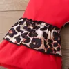 Tute a maniche lunghe per ragazze leopardate Pagliaccetti per bambini di Natale Babbo Natale Tute per bambini Abiti per boutique per bambini Abbigliamento natalizio BT6047