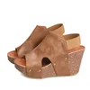 Sommarpumpar Höga klackar Plattform Wedge Sandaler för kvinnor Wedges 9cm High Heel Fish Mouth Retro Kvinnors Skor Plattform Sandalias