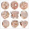 Authentic 925 Silver Beads Geometric Facets Rose gold Slide Bead Charm Fits European Pandora Style Jewelry Bracelets Murano 791722NBS