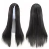 Черный длинный синтетический парик моделирования человеческих волос косплей парики Perruques de Chevaux Hevelines для черных женщин, которые выглядят настоящим C890