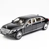 1:24 Maybach S600 modèle de voiture en métal moulé sous pression en alliage haute Simulation modèles de voiture 6 portes peuvent être ouvertes inertie jouets pour enfants Difts