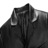 Primavera outono jaqueta de couro masculina casual pu blazer jaqueta masculina único breasted fino ajuste jaquetas de couro preto azul 220211