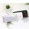 2021 Phone Big Female Purse Leather Ladies Long Wallets For Women Card Clutch Striped Line Double Zipper Purses