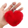 Creative Imitation Rex rabbit fur ball peach heart metal key chain plush love bag jewelry bag pendant h5