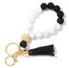 Fedex 9 colori nappa in legno bomboniera braccialetto con perline portachiavi braccialetti con perline in silicone per uso alimentare donna ragazza portachiavi cinturino da polso