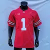 2020 Nouveaux maillots NCAA Ohio State Buckeyes 1 Justin Fields Maillot de football universitaire Rouge Noir Blanc Taille Jeune adulte