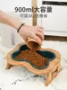 Ceramika Pet Dog Cat Water Etose Eating Bowl dla małych dużych psów Puppy Picies Feeder dostarcza kształt kości z drewnianym stojakiem Y200917