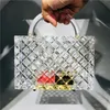 Качественные дизайнеры сумки алмазные решетки акриловые сумки сумки хрустальные четкие акриловые сцепления Crossbody дизайнер ведро кошелек прозрачный ужин сумка с цепью # 3