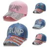 Mode Trump Baseball Cap USA Hat Val Kampanj Hatt Cowboy Diamond Cap Justerbar Snapback Kvinnor Denim Diamond Hats CG001