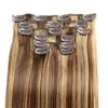 Бразильские человеческие волосы Peruivan Clip в наращиваниях волос 4/27 Цвет фортепиано 14-24 дюйма 70 г 100 г 4 27 два тона