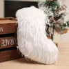 Christmas Socks White Long Plush Stock Kids Gifts Bags Christmas Tree Hanging Pendants Retro Santa Lovely Christmas Socks Ornaments YW21