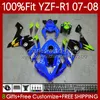 Kit carenature OEM per Yamaha 100% Fit Shark Blue YZF-R1 YZF1000 YZF R1 2007-2008 Body 91No.170 YZF-1000 YZF R 1 1000 cc YZFR1 07 08 1000CC 2007 2008 Bodywork per lo stampo iniezione 2008