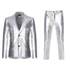 Men's Shiny Gold 2 Pieces Suits (Blazer+Pants) Terno Masculino Fashion Party DJ Club Dress Tuxedo Suit Men Stage Singer Clothes 201106