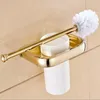 Goud gepolijst messing vierkante badkamer hardware handdoek plank handdoek bar papier houder doek haak badkamer accessoire KXZ014 LJ201204