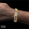 Pulseras de oro de joyería de Hip Hop de 15 mm para hombres Digns Zirconia cúbica Cadena de eslabones cubanos de Miami Iced Out Pulsera de diamantes