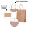 茶色のクラフト買い物袋紙トートとハンドルのギフトバッグ包装リサイクル可能な再利用可能なクラフトバッグ結婚式の袋