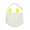Blank Sublimation Easter Party Supplies Cotton and Linen Easter-Day Bucket DIY Easter Egg Candy Carry basket with Rabbit Ear T9I001731