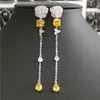 Long Dangle Chandelierイヤリングファッション高級イン銅ダイヤモンドジルコニアペンダントスタッドイヤリング女性ガールズリードとニッケルフリー