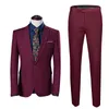 Mężczyźni garnitury Slim Fit Business Business Office Suit Wedding Broom Party Prain Party Press Pants Notch Lapel Single Button Formal C302Z