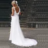 Abiti da sposa semplici in chiffon bianco a sirena Boho Beach Abiti da sposa con scollo a V profondo Abiti da sposa Ruffles Abito da sposa senza schienale Custom Made Plus Size