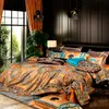 Chic Home 4/6 / 10st Placera Faux Silk Luxury Large Jacquard With Broderi Golden Bedding Set Duvet Cover Bedspread Bed Sheet Set 201113