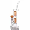 high quality toro recycler bubbler glass beaker bongs double arm tree perc 15inch smoking water pipe dab rig bong with 14 mm joint