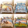 Homesky 3d atlar yatak seti lüks yumuşak yorgan kapağı kral kraliçe tam yorgan yatak seti yastık klotları Bedclothes 201120277z