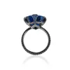 Cluster Rings Vintage Sapphire Blue Zircon For Women Trendy Jewelry Aesthetic Black Color Ring Accessories