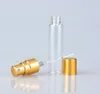 5ML 10ML Transparent Glass Spray Bottle Empty Clear Refillable Perfume Atomizer with Gold Silver Cap Portable Sample Glasss Vials