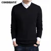 Coodrony Merino Wool Sweater Men Autumn Winter Thick Warm Sweaters and Pullovers Casual V-Neck Pure Wool Sweater Pull Homme 7305 201203