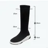 Hot Koop Dames High-Top Sneakers Stretch Strijk Platform Lange Vrouw Winter Casual Platte Hoge Laarzen Kousen