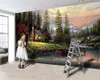 ロマンチックな風景3D壁紙ドリームコテージ雪の山のリビングルームの寝室美しくて実用的な3D壁紙壁紙