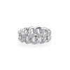 Bague Simple pour hommes et femmes, en or, argent, diamant scintillant, chaîne cubaine, cadeau, 9918221 TFCB